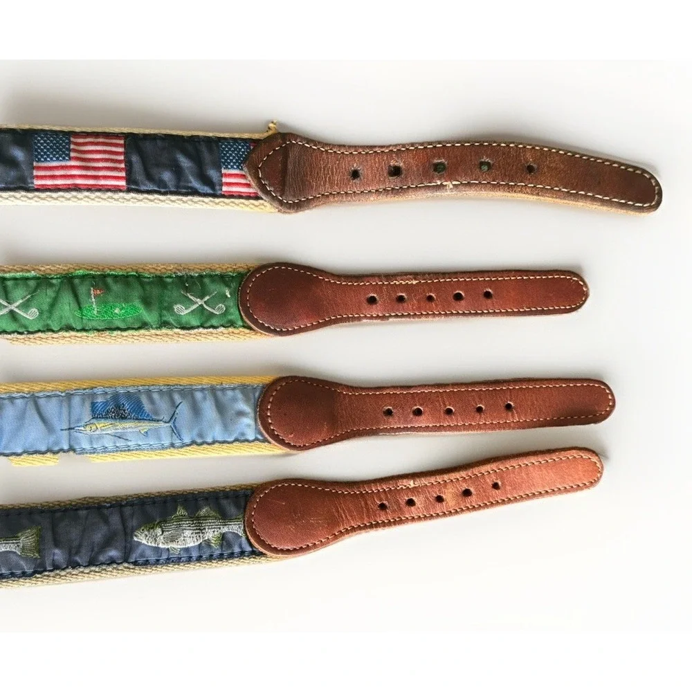J. Bailey Bailey Boys Belt Lot of 4 Size 22 Golf Masters Fish Marlin USA Flag